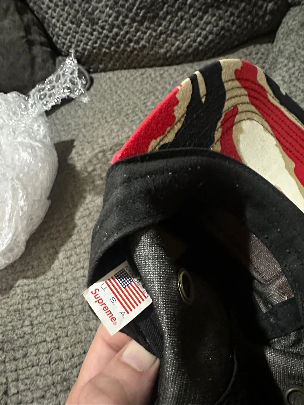 Supreme Red Black Tiger Camo Camp Cap RARE  deadstock